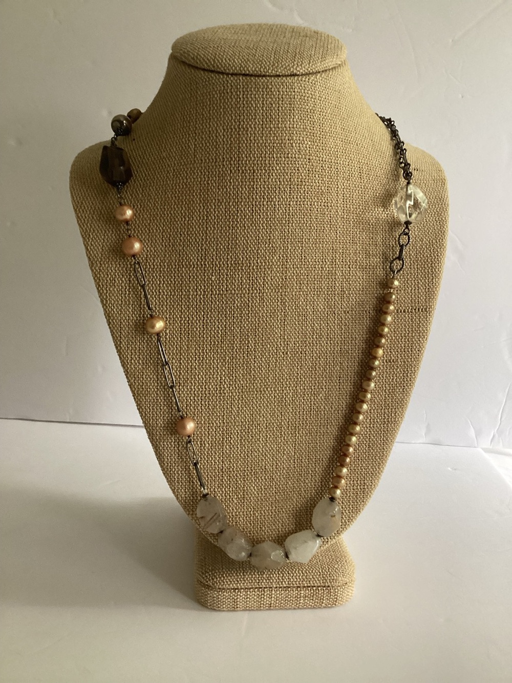Silpada N1421 Smoky Quartz Rutilated Copper Necklace Champagne Pearl Retired